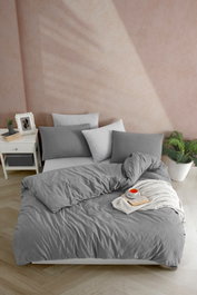 L'essentiel linge de maison Juego de funda nórdica individual - Antracita